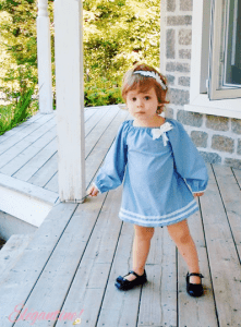 Olivia is a childrens boho top sewing pattern that is simply beautiful with a gathered boat neck and a relaxed, comfy fit.