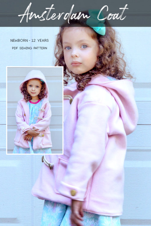 Fully lined all-weather childrens unisex coat pattern. You can use different fabrics for different weather, or even make a raincoat with waterproof fabric!