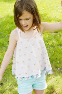 The Chloe Cami is a supremely beautiful childrens cami sewing pattern that is an ideal starting block for dressing an outfit up or down.
