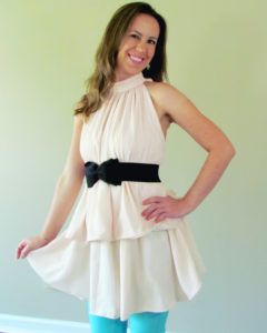 The Emma is a ladies high neck dress pattern that has a fitted neckband with a loose flared top, 5 length options from top to maxi, and an optional sash.