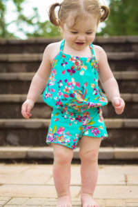 The Cerena is a childrens romper pattern that can be sewn up as a top or a romper! The romper has three leg length options and pockets!